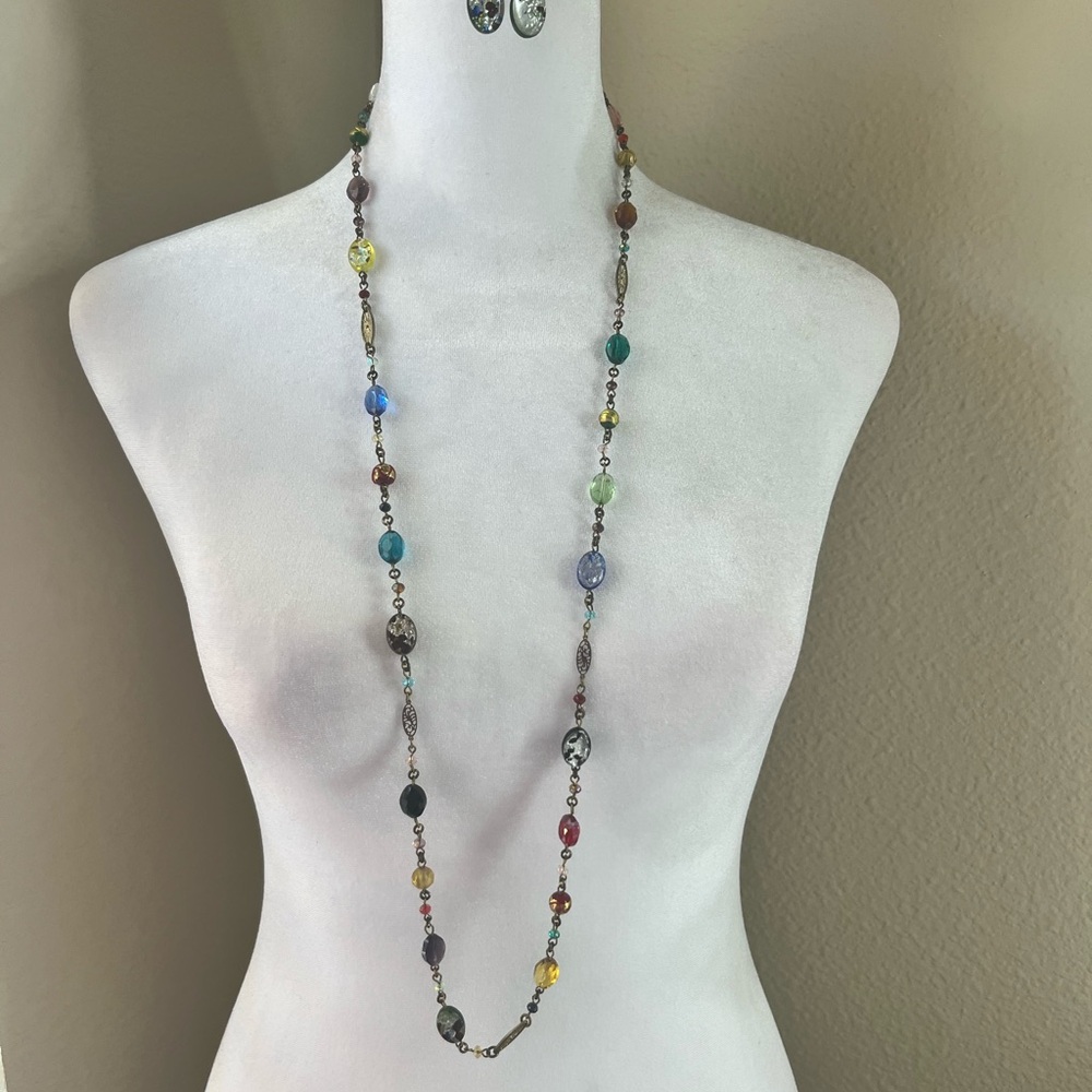 Multicolor necklace and earring set
